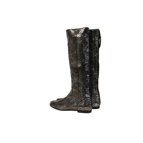 Giuseppe Zanotti Knee High Boots US6.5 EU36.5 SIlver Metallic Croc Embossed - Picture 5 of 10